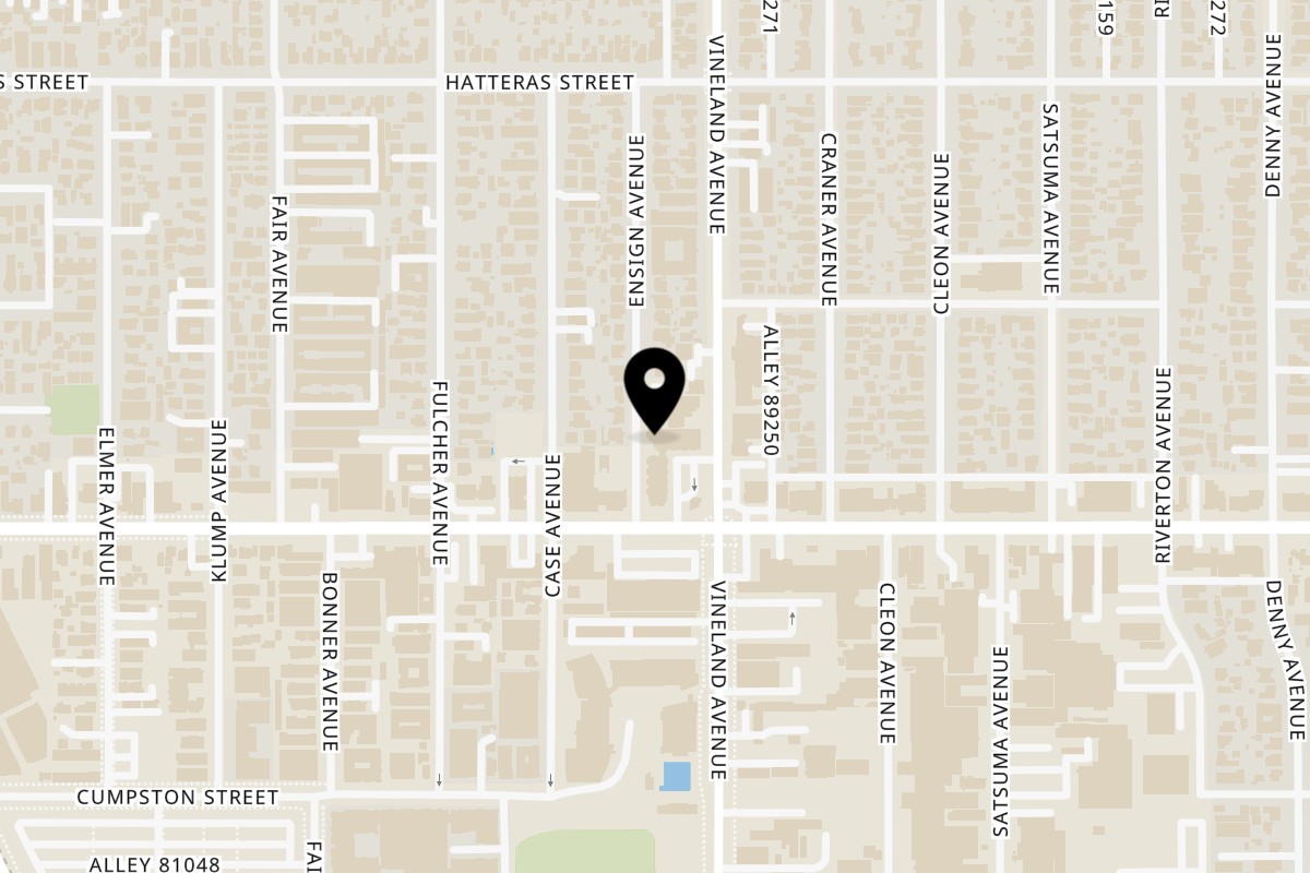 Map showing the location of Hayat's Kitchen on 11009 Burbank Blvd #117 in North Hollywood